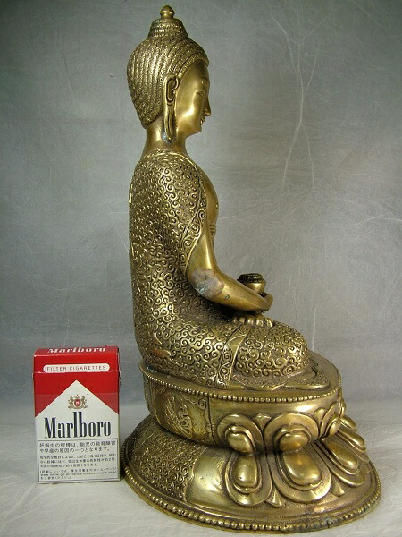骨董 釈迦牟尼仏 大明宣徳 銅製 仏像 仏頭 骨董 釈迦牟尼仏 大明宣徳