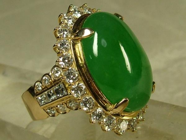 ミン 天然翡翠とダイヤのリング金10～11号Jewellery City ミン 天然翡翠