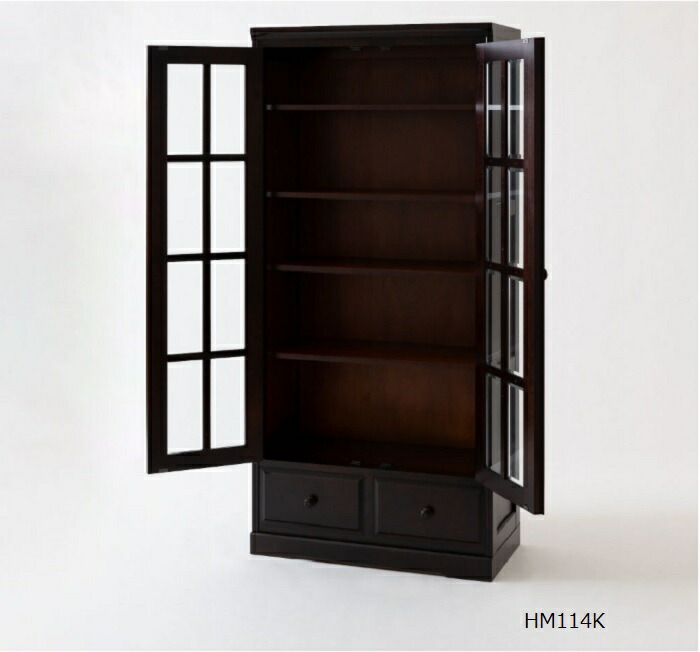 北海道民芸家具 キャビネット 飾り棚 本棚 収書棚 ブックシェルフ 樺材