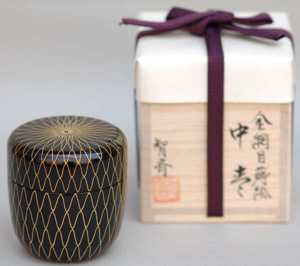 茶道具 棗 朱色 金模様 茶道具 棗 朱色 金模様 茶道具 棗 辻石斎 白