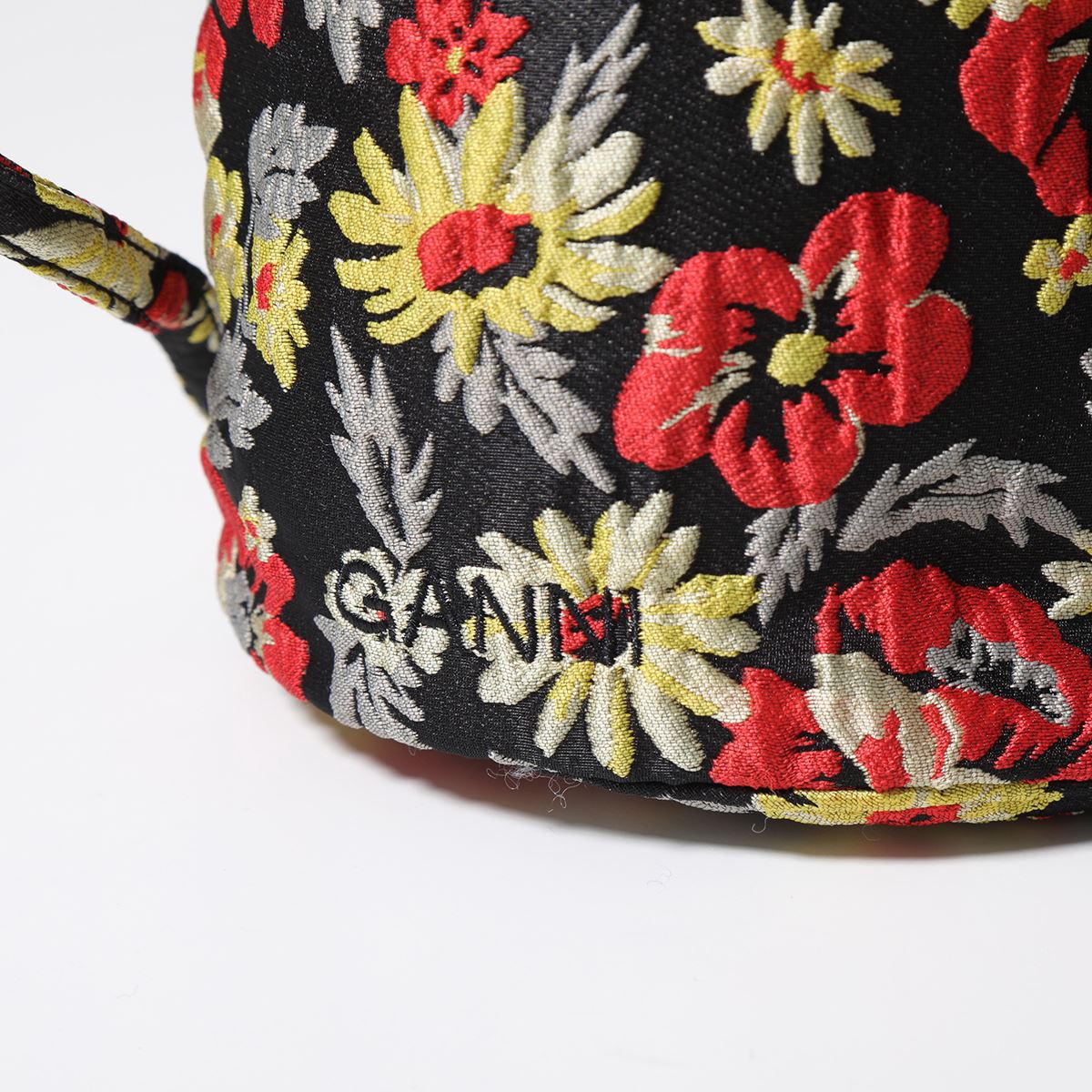 GANNI ボタニカル巾着バッグ花柄ジャガード