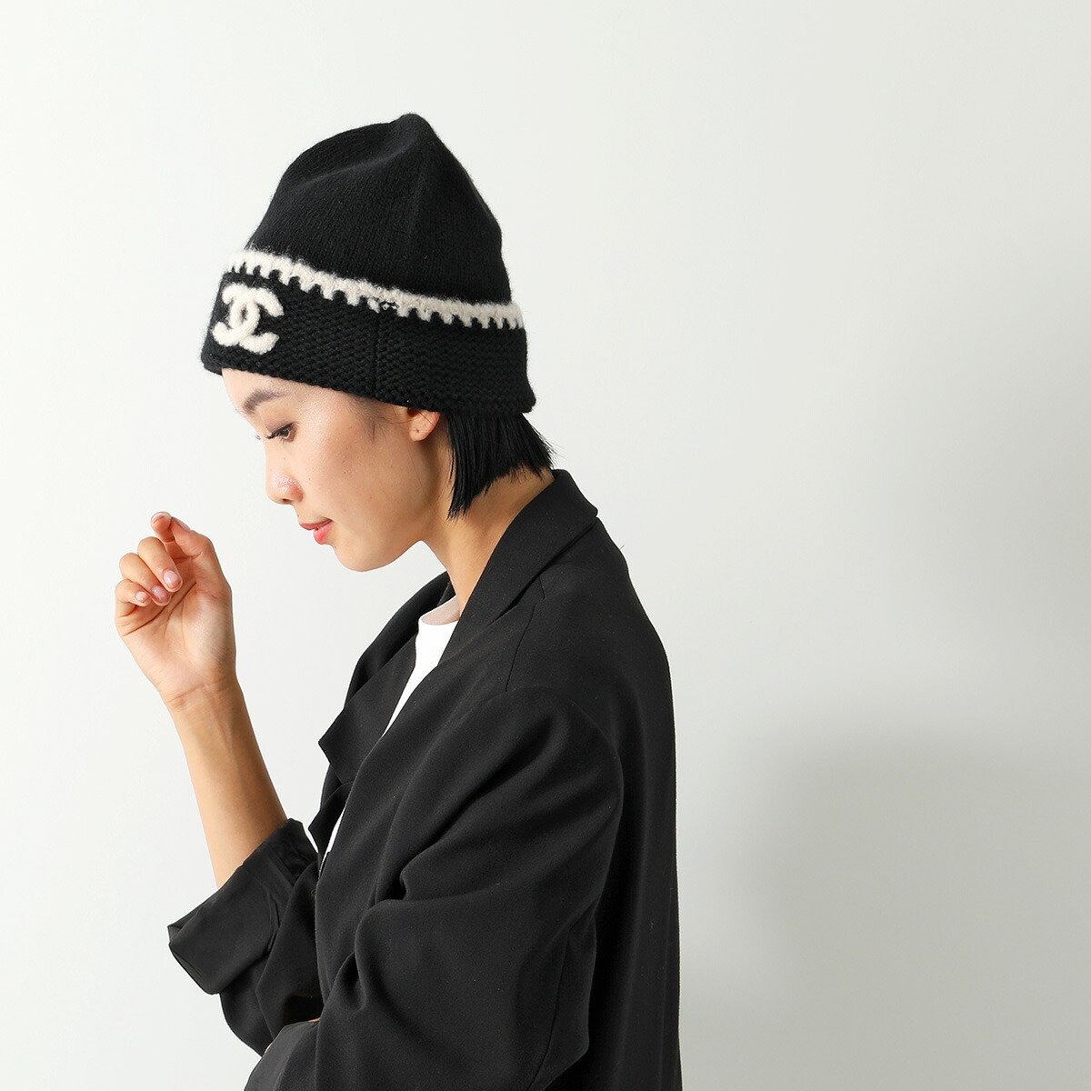 シャネル ニット帽 タグ付き これだけでお洒落度UP】CHANEL☆ニット帽