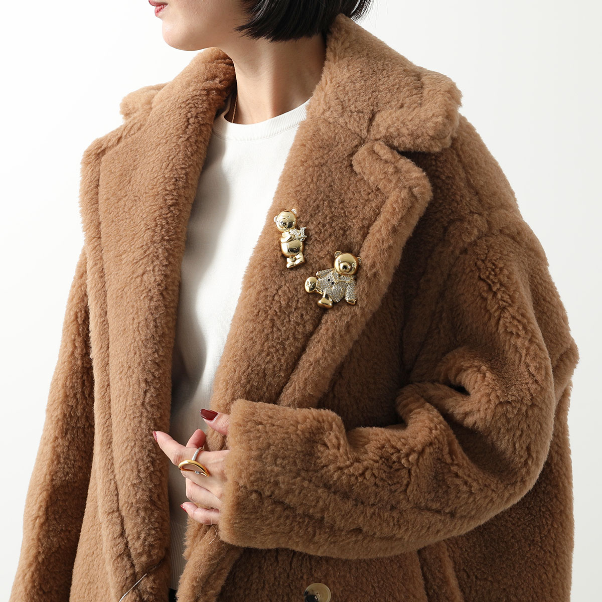 Max mara テディベア x ゴールドコートブローチ 【公式通販】