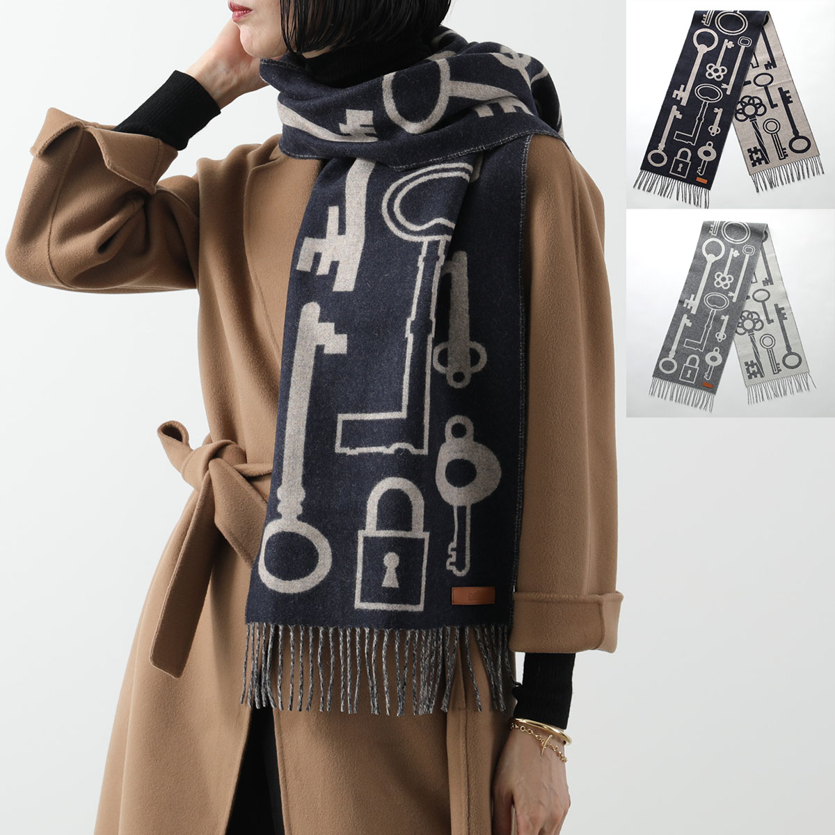 楽天市場】HERMES エルメス マフラー 160×30 カザック・キー