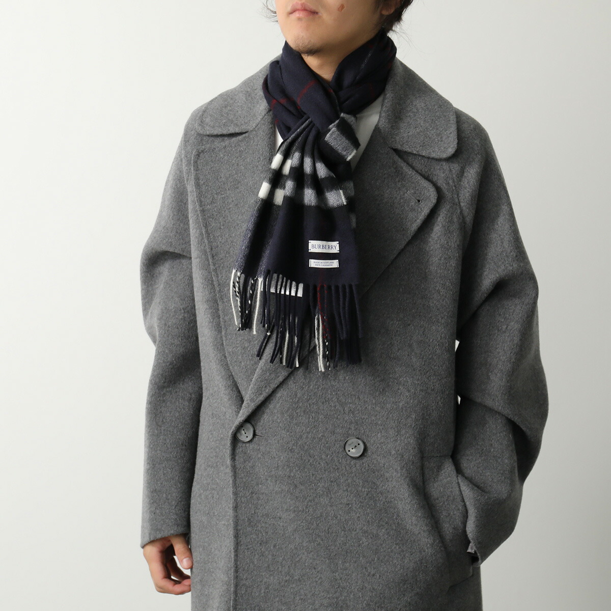 BURBERRY カシミヤシルク マフラー メガチェック バーバリー グレー
