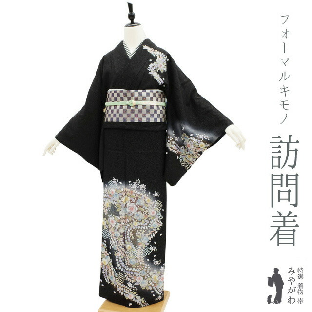 楽天市場】【中古】 訪問着 リサイクル 着物 正絹 袷 黒 辻が花 銀通し