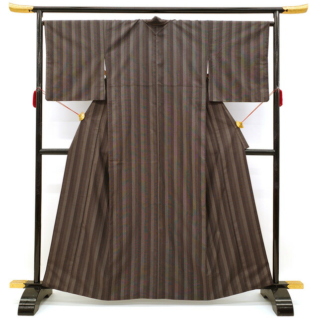 楽天市場】【中古】 柿渋紬 着物 袷 紬 正絹 十日町 蕪重織物 粋 こげ