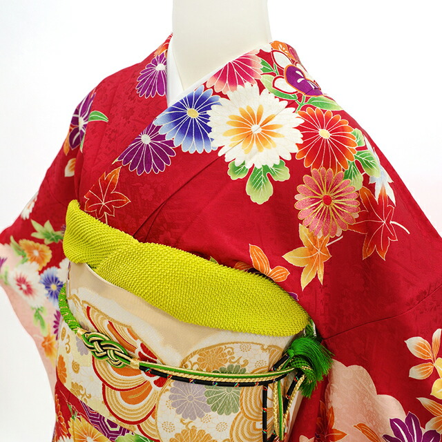 楽天市場】【新品】 振袖 着物 正絹 袷 Wedding BOX 赤 扇 松竹梅 菊
