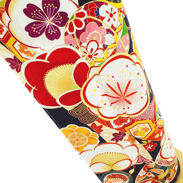 楽天市場】【新古品】 訪問着 着物 正絹 袷 黒紺地 花古典 梅 菊 桜