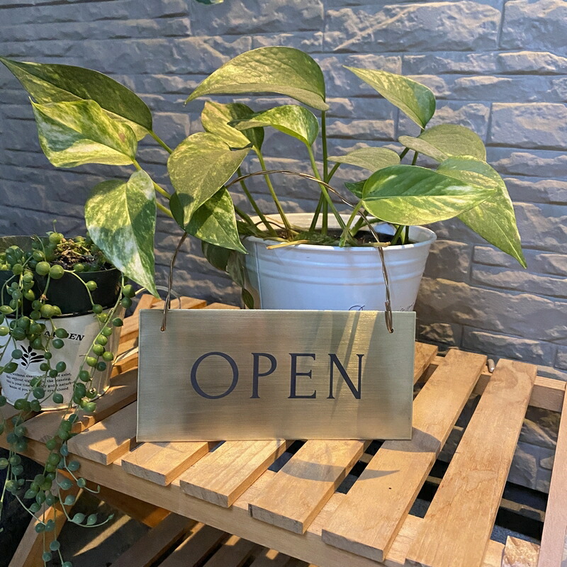 楽天市場】ダメージ加工 真鍮製 オープン クローズ 金属 看板OPEN