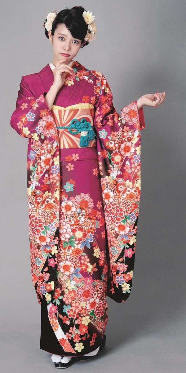 楽天市場】【振袖 着物】H・L 絵羽 振袖 着物【単品】【18】赤紫系 大