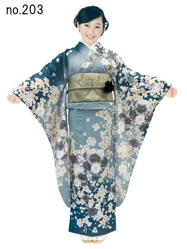 振袖 単品 HL 絵羽柄 ポリエステル ダスティーカラー 振袖 単品 HL 絵