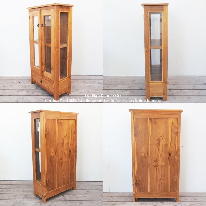 楽天市場】オールドチーク無垢材 ガラスキャビネット2D99 ナチュラル