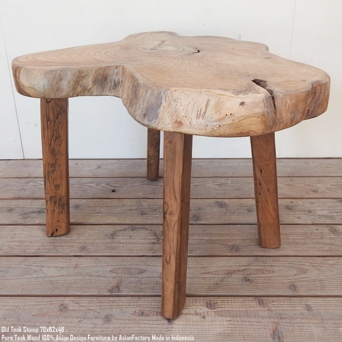 楽天市場】希少 オールドチーク 一枚板 切り株テーブル 70cm 極厚無垢