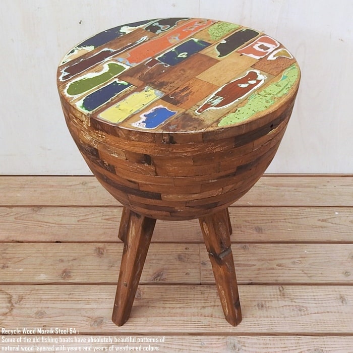 楽天市場】スツール 54cm 古材 リサイクルウッド サイドテーブル 椅子