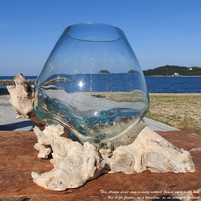楽天市場】選べる 流木ガラスオブジェ 大きい SR25 花瓶 アクアリウム