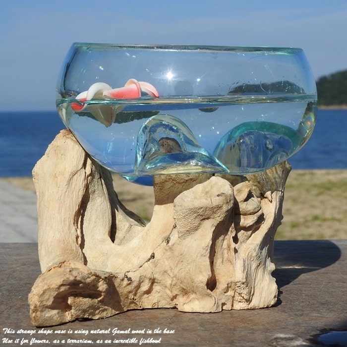 楽天市場】選べる 流木ガラスオブジェ B13 花瓶 アクアリウム