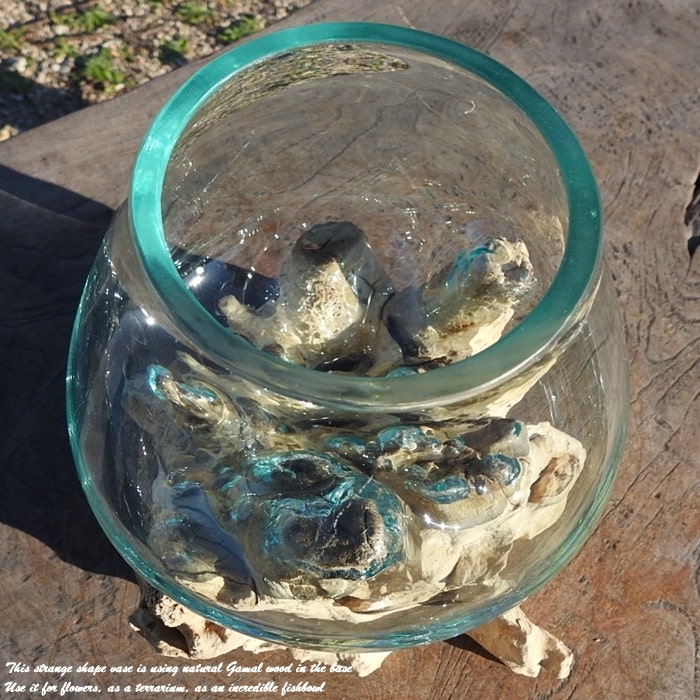 楽天市場】選べる 流木ガラスオブジェ W15 花瓶 アクアリウム