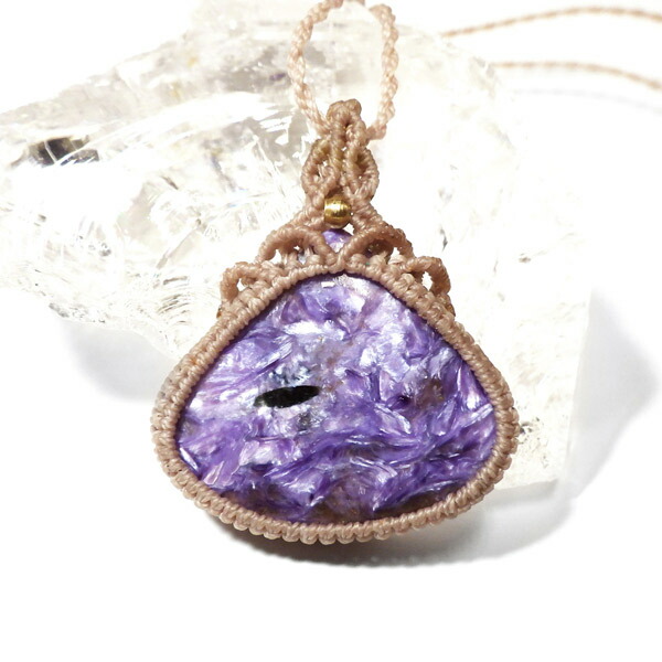 チャロアイト マクラメペンダント 天然石ペンダント ネックレス