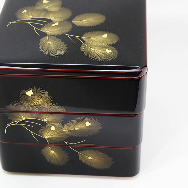 楽天市場】重箱 3段 木製 漆塗り 溜内朱 松 沈金 6.5寸 日本製 越前