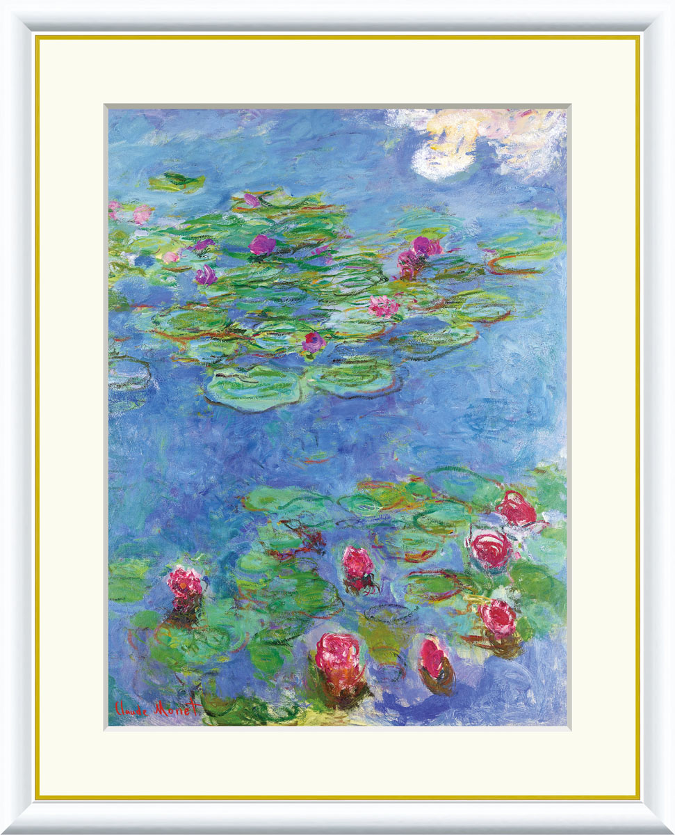 モネ 水蓮 木製額 額サイズ 約53cm✖️104 cm 大型アート 【公式通販】