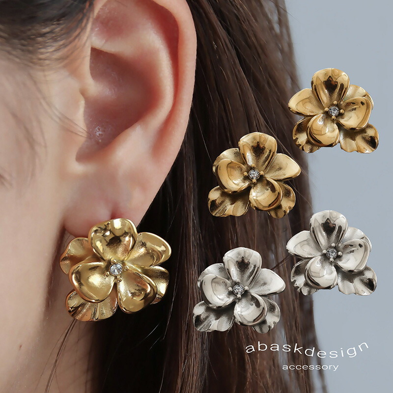 楽天市場】ピアス 金属アレルギー対応 フラワーモチーフピアス 大きめ