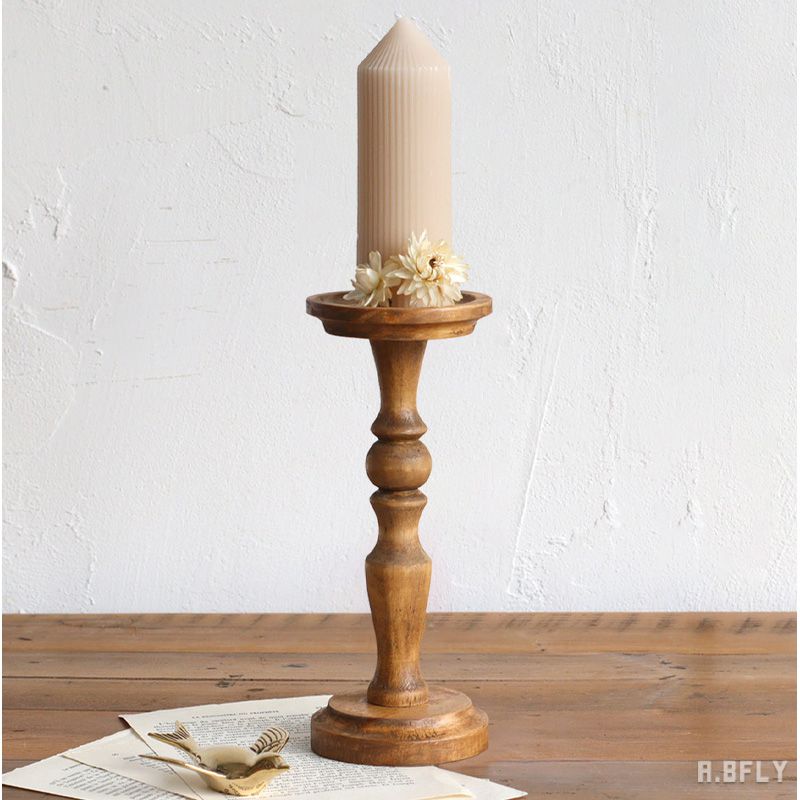 50s ヴィンテージ*古いウッド キャンドルスタンド*木製 無垢材 燭台