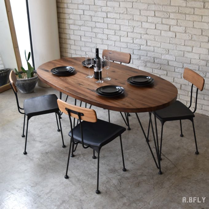 ダークブラウン楕円形ダイニングテーブルと椅子セット ダークブラウン