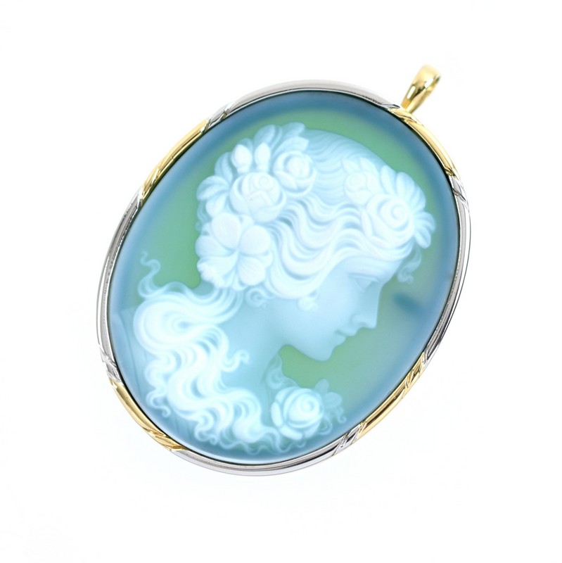 美品】K18WG オニキス ペンダント ブローチ2way 美品】K18WG オニキス