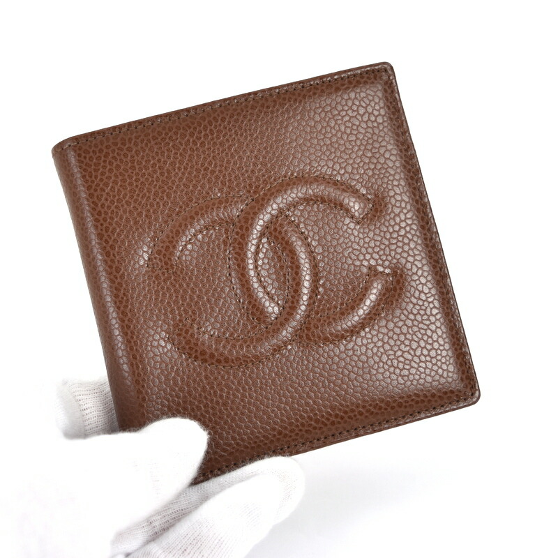 楽天市場】シャネル 財布 キャビアスキン 二つ折り ミニ財布