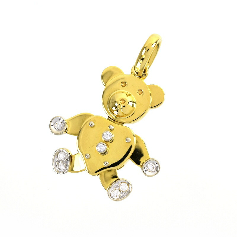 ポメラート K18YG/WG ダイヤモンド ペンダント オルセット テディベア