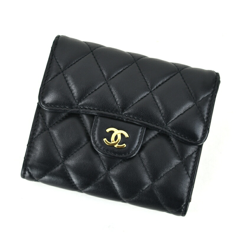 楽天市場】シャネル 財布 レディース 三つ折り財布 ラムスキン レザー