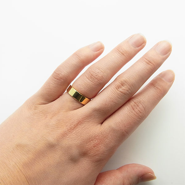 鮫♡K18 平打ち♡イエローゴールドリング 17.5号 鮫♡K18 平打ち