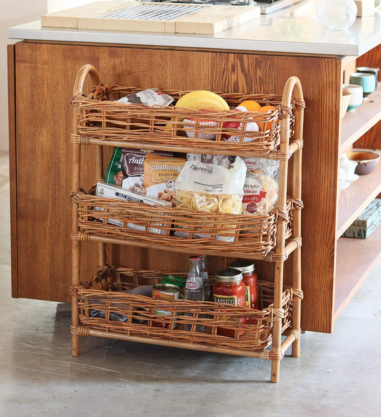 脱衣かご ラタン 藤 ラック 希少 サークル 古道具 【公式通販】