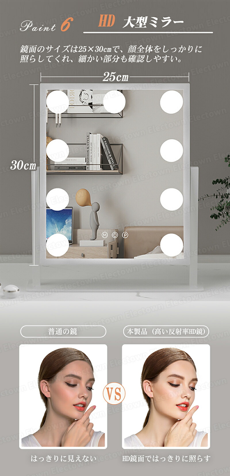 楽天市場】女優ミラー 大型 鏡 卓上 ハリウッドミラー 化粧鏡 ライト