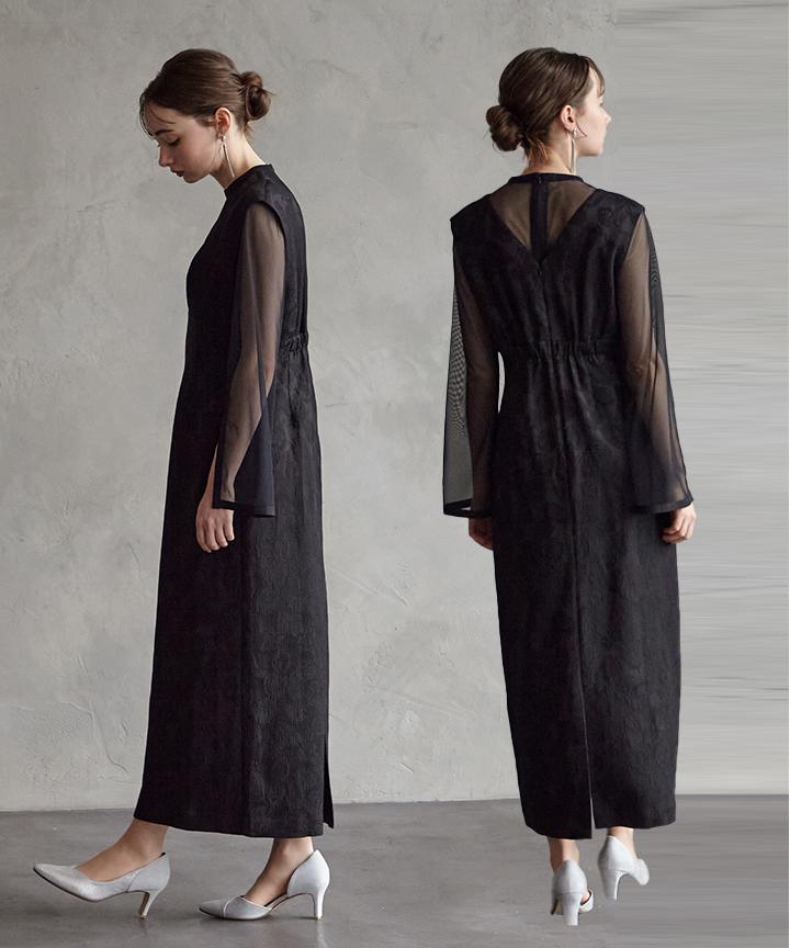 楽天市場】チュールブラウス付きジャカードIラインドレス【エメ 結婚式