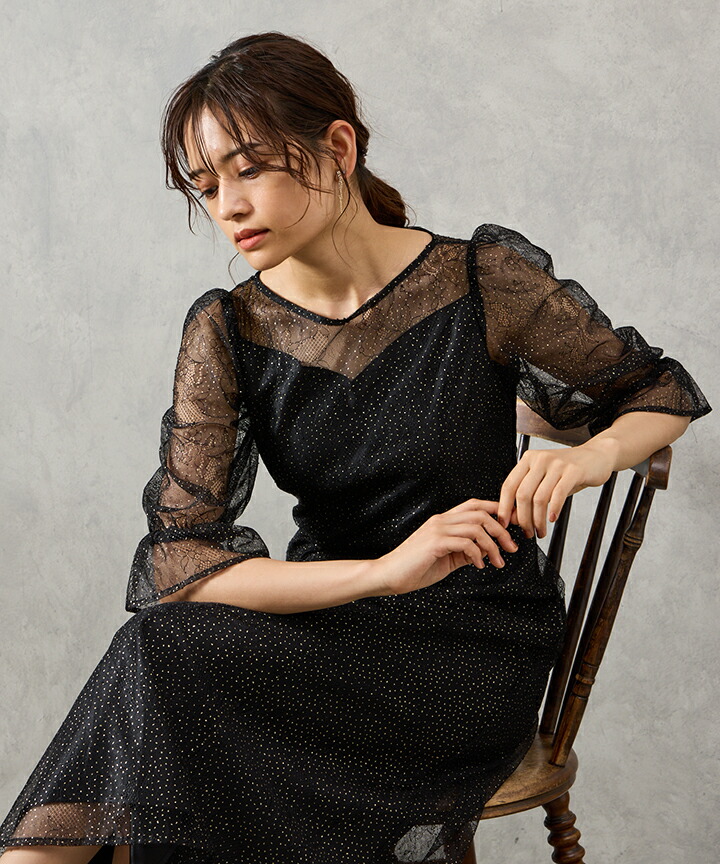 楽天市場】グリッターレースフィット&フレアドレス【エメ 結婚式ドレス