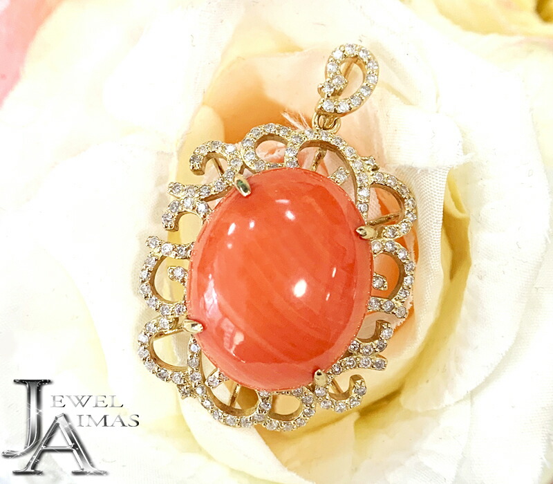 天然桃珊瑚 バラ型ブローチ兼ペンダント Mー05 天然桃珊瑚 バラ型