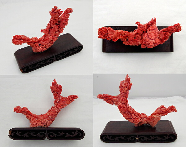 楽天市場】桃珊瑚 置物 鳳凰/鳥/花の彫刻 彫刻珊瑚 彫刻サンゴ 縁起物