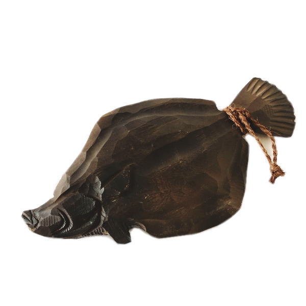 魚の置物黒かれい彫刻