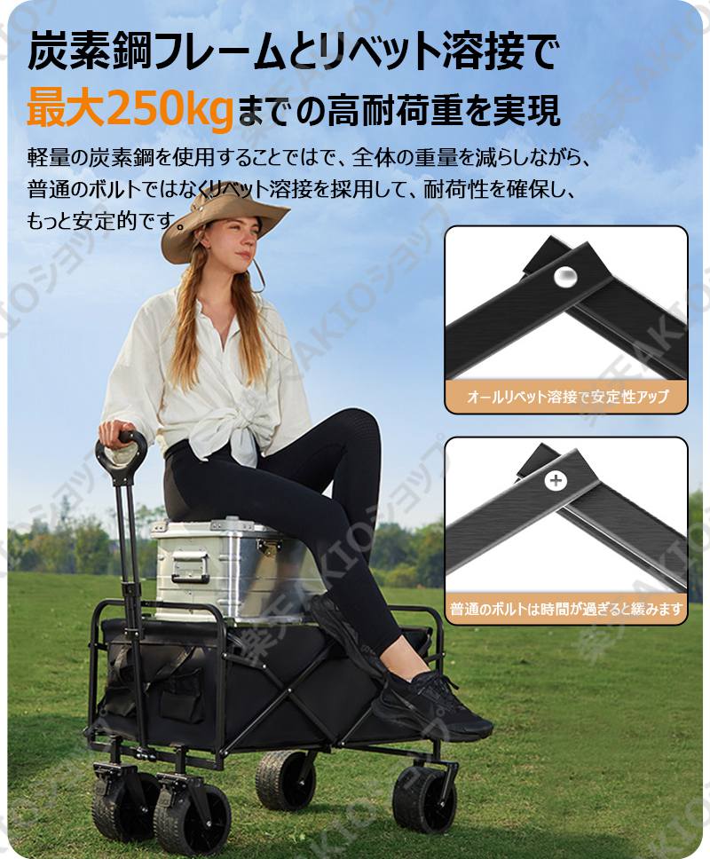 楽天市場】【大容量300L・耐荷重250kg・自立式ハンドル】キャリー