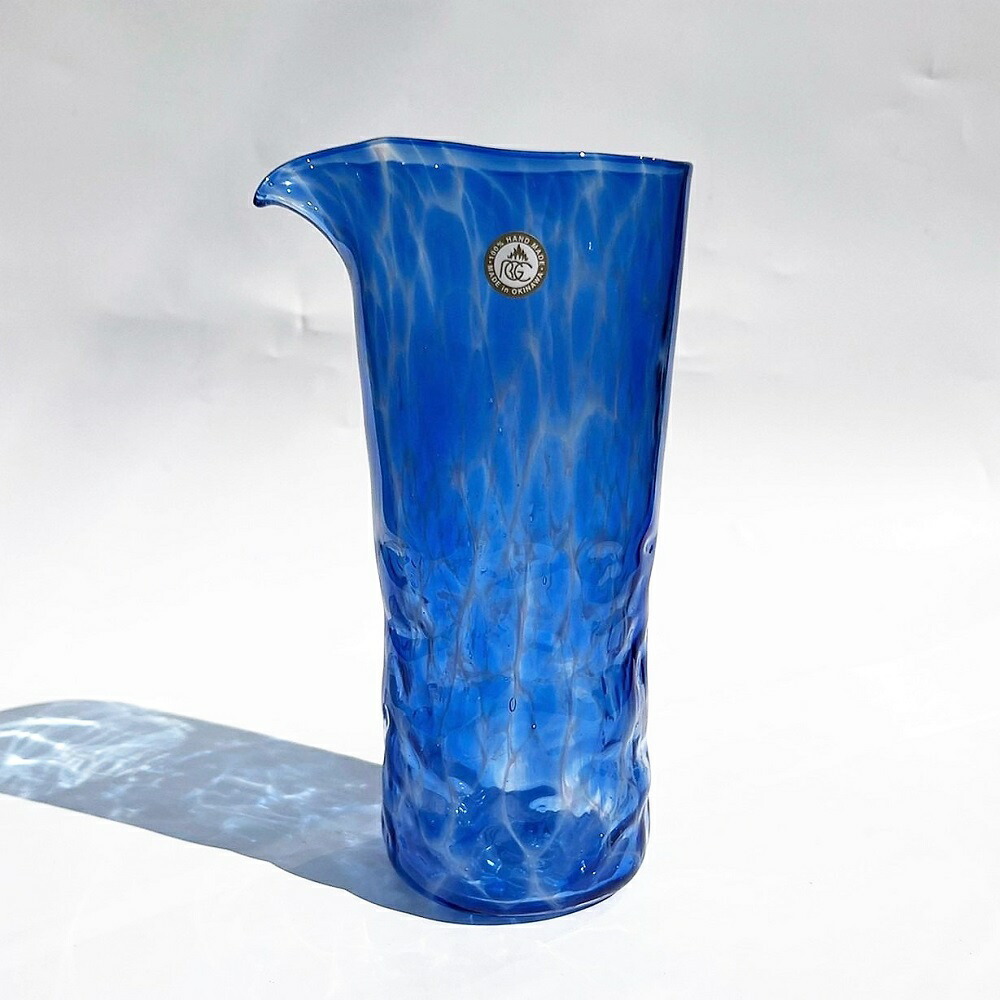 沖縄 琉球ガラス 吹きガラス 水差し ガラスピッチャー 炎の芸術