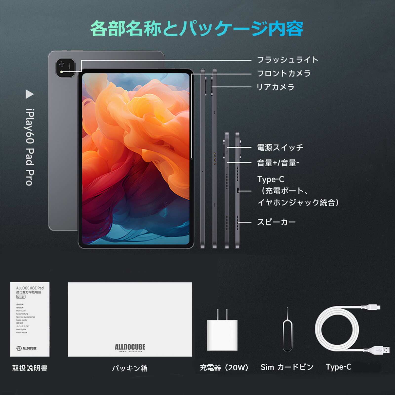 楽天市場】タブレット 12インチ ALLDOCUBE iPlay60 Pad Pro WIFI 4G