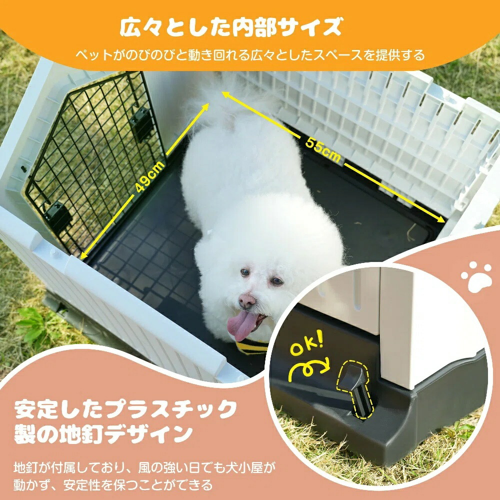 楽天市場】犬小屋 ドア付き ペットハウス ペットケージ プラスチック製