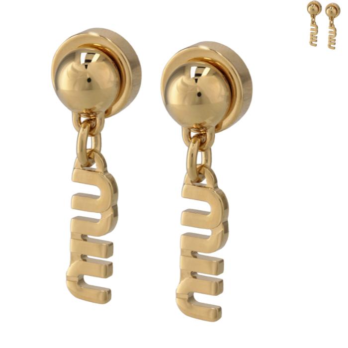 楽天市場】ミュウミュウ MIU MIU スタッドピアス ドロップピアス ロゴ