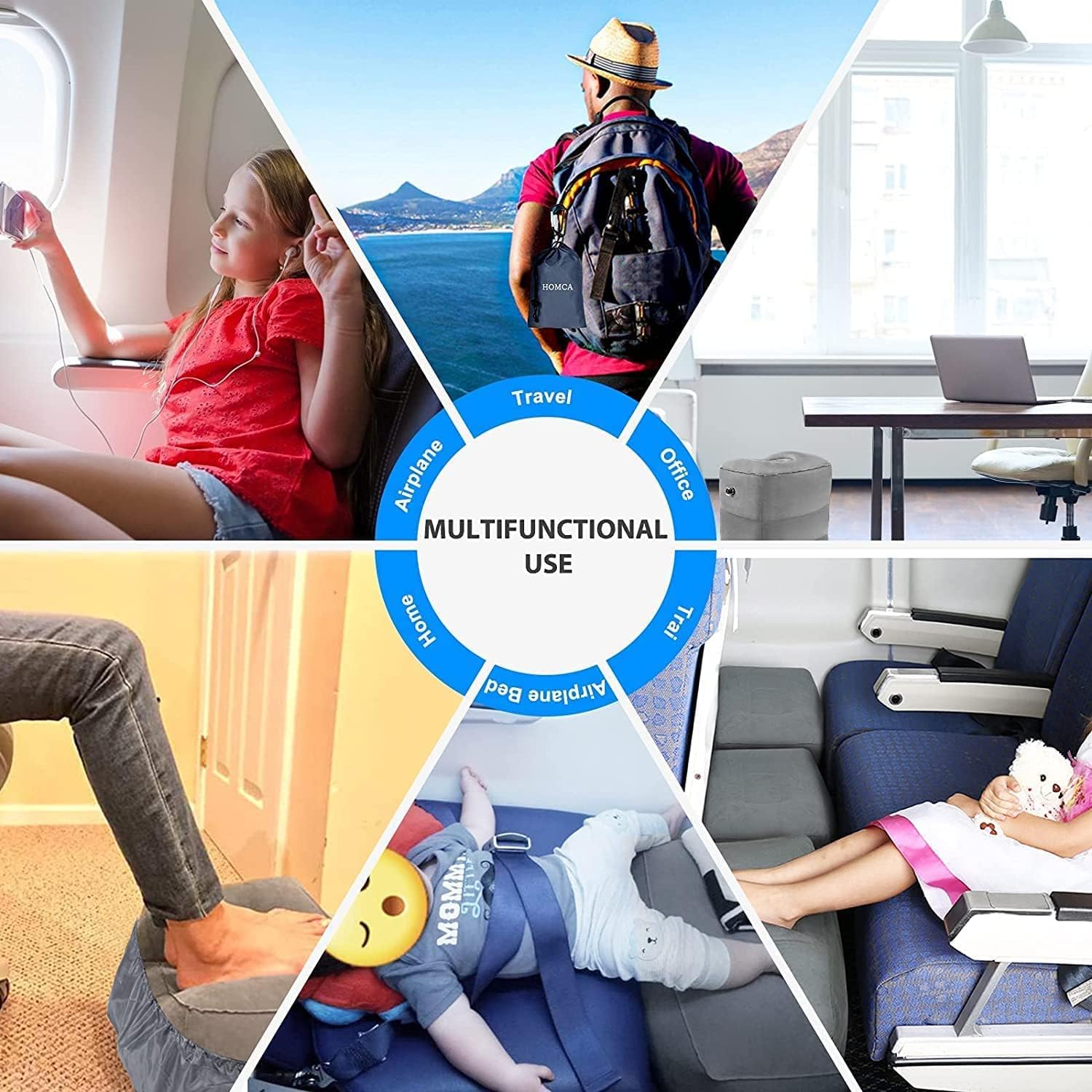 楽天市場】フットレスト 飛行機 足置き 足枕 エアー クッション 三段階