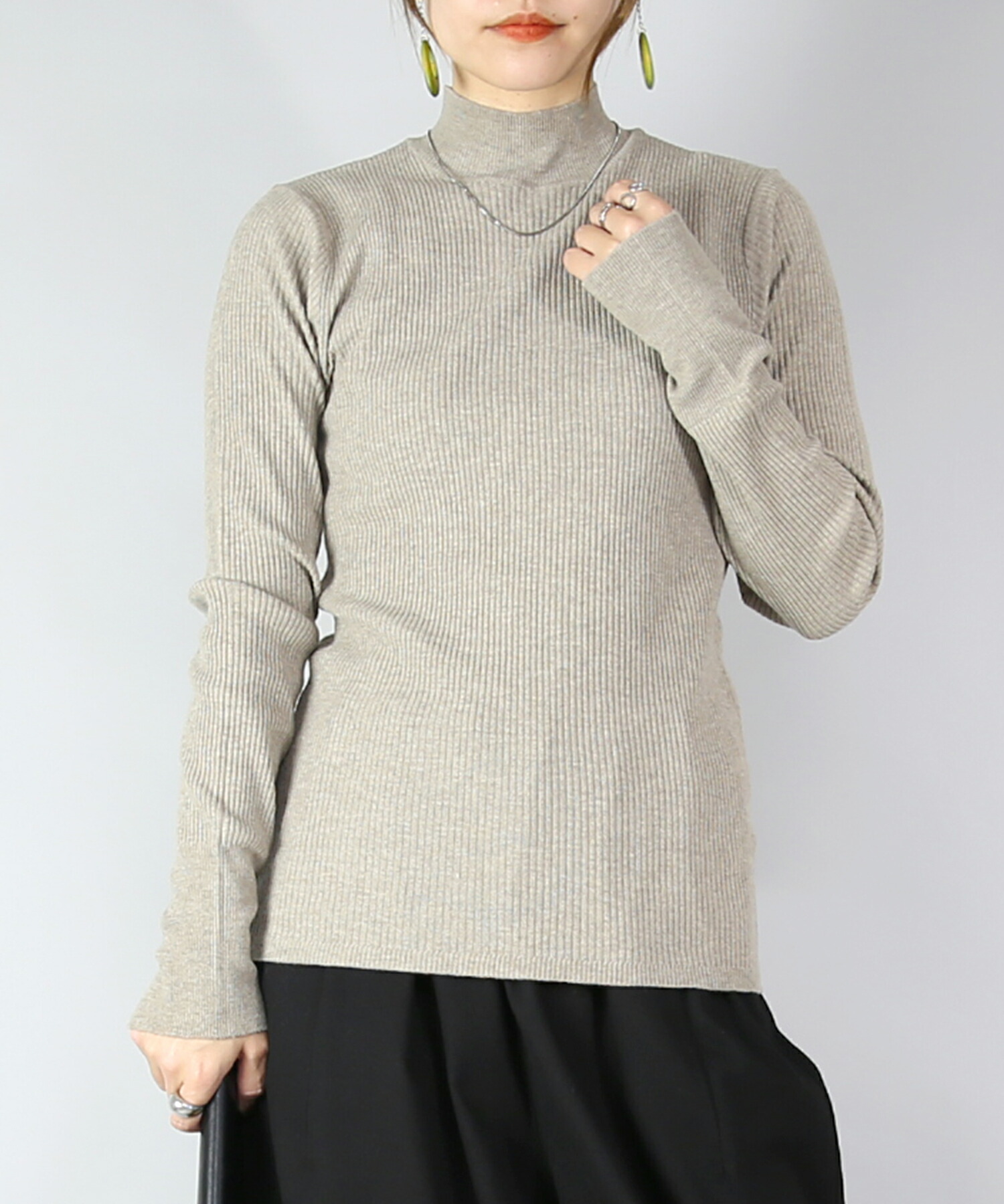 楽天市場】ニット レディース もちもちハイネックリブニット トップス