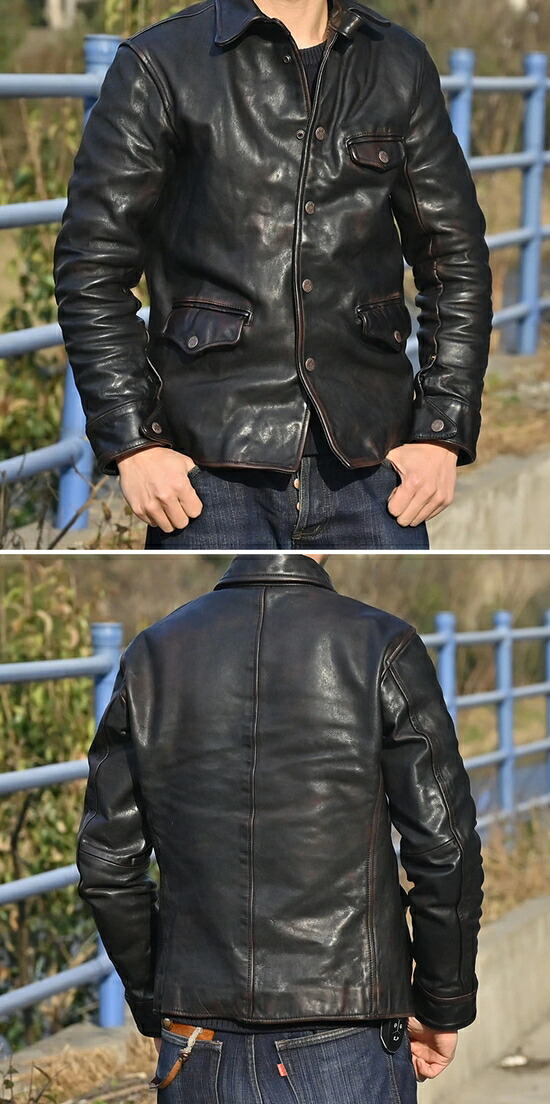 超希少】ディーゼル ホースハイドレザージャケット グレー フルジップ