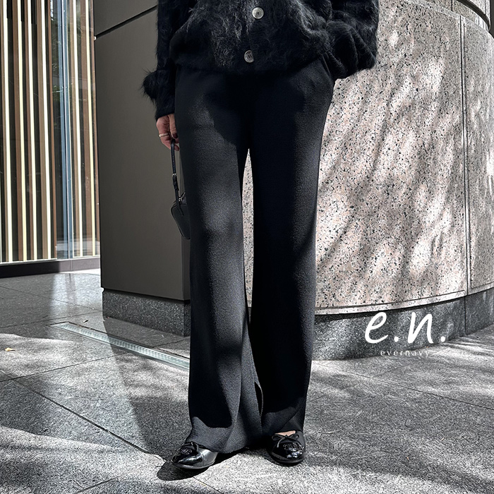 楽天市場】evernavy エバーネイビー ニット セミ ワイド パンツ