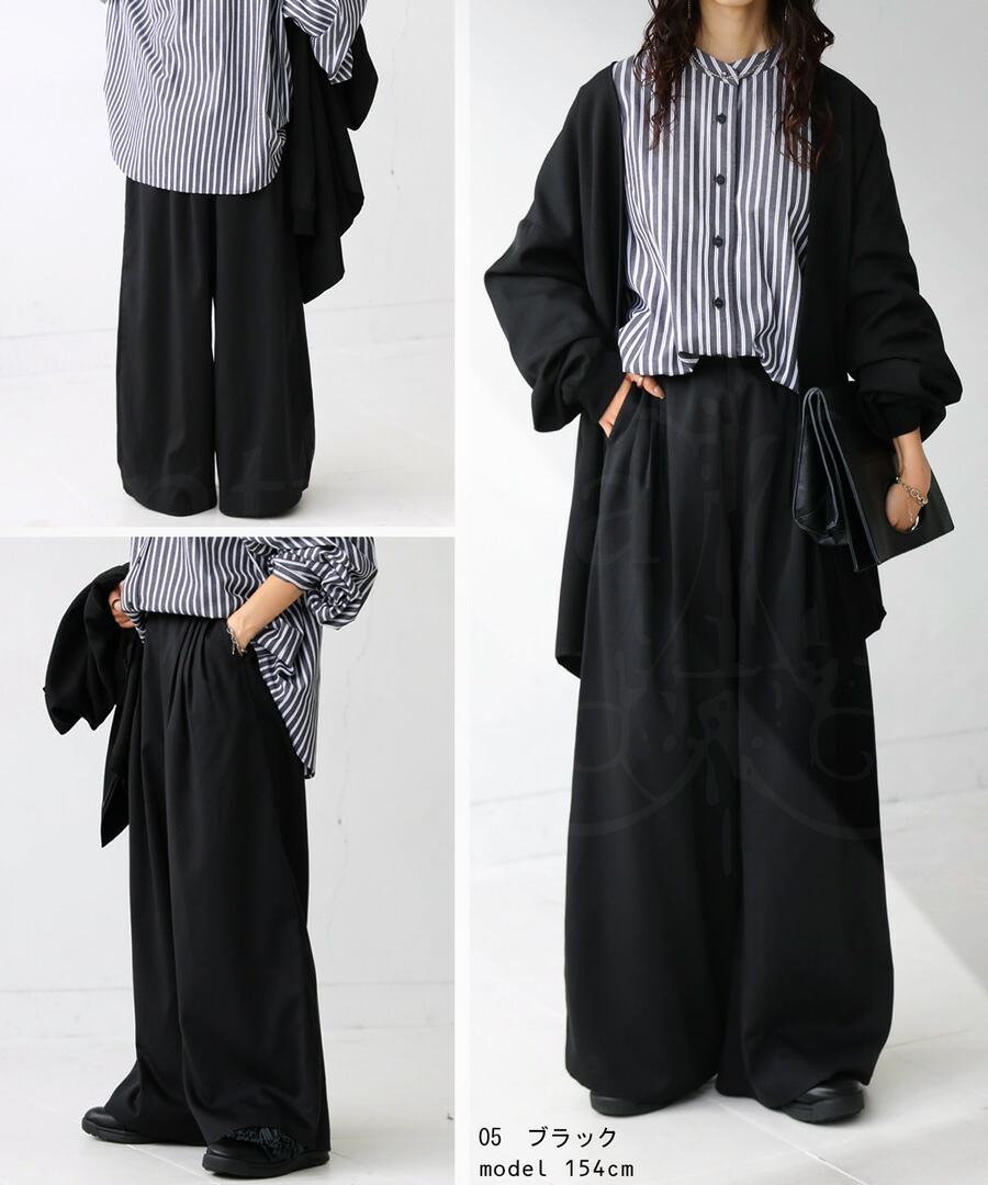 値下げ中！NAPTIME 総柄タックワイドパンツ S ブラック tuck wide